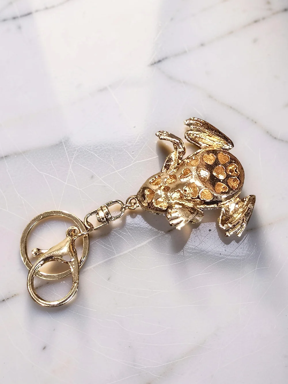 Crystal Frog Keychain Bag Charm - Gold Tone